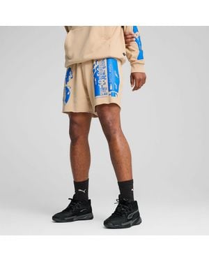 PUMA Ancient Roars Terry Uniseks Basketbalshort Voor - Blauw