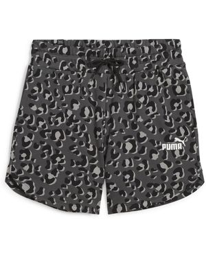 PUMA Ess+ Animal Print Shorts - Gray