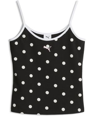 PUMA Strappy Polka-Dot Tank Top - Black