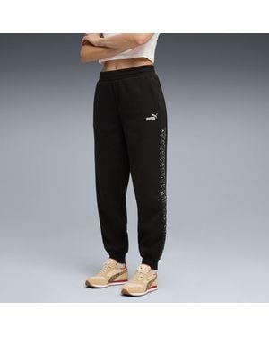PUMA Essentials Animal Print Comfort High-Waist Joggers - Black