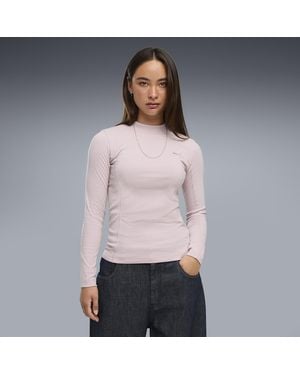 PUMA Her Slim Geripptes Langarmshirt Damen, Kleidung - Pink
