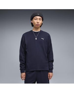 PUMA Sudadera De Cuello Rojoondo Holgada Essentials Elevated Para Hombre, Ropa, Azul