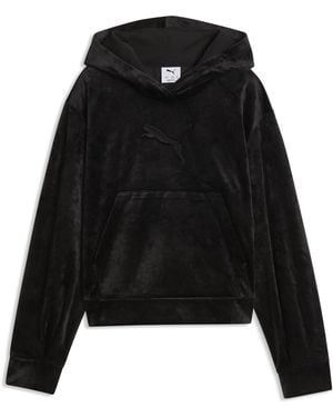 PUMA Sudadera Essentials Elevated De Terciopelo Juvenil, Accesoiros, Negro