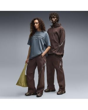 PUMA Pantalones De Chándal Clrt De Corte Holgado Ropa, Marrón - Gris