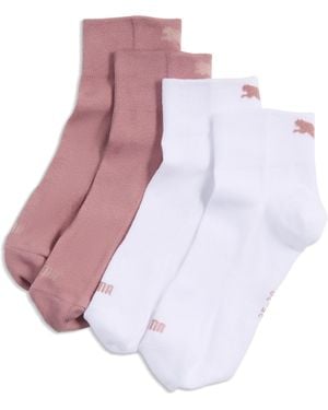 PUMA Calze Corte Da Donna (Confezione Da 2) Abbigliamento, Bianco - Viola