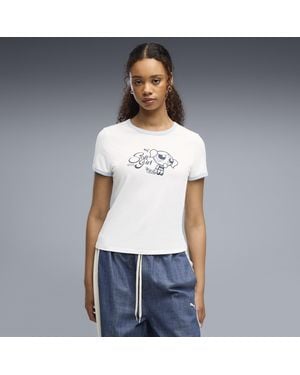 PUMA Camiseta Semiajustada X Powerpuff Girls Para Mujer, Ropa, Blanco