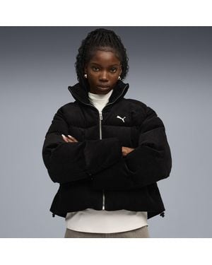 PUMA Wardrobe Essentials Cord-Pufferjacke Damen, Kleidung - Schwarz