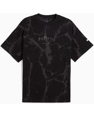 PUMA Hoops X Lafrancé Written, Chrome Marble Tee Shirt /Flat Medium Aop - Black