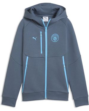 PUMA Sudadera Manchester City Tech Con Capucha Y Cierre Completo Juvenil, Accesoiros, Gris - Azul
