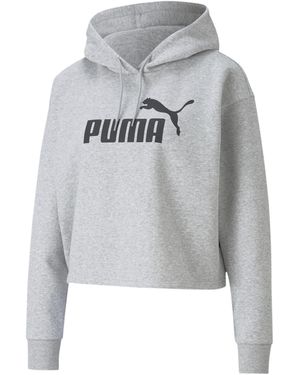 PUMA Felpa Con Cappuccio Cropped Con Logo Essentials Da Donna, /Erica - Grigio