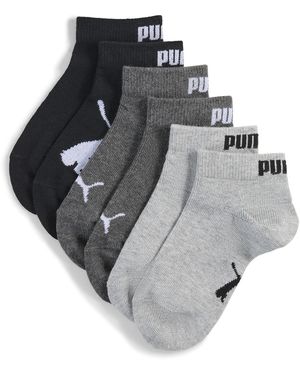 PUMA Calcetines Tobilleros Juveniles (Pack De 3) Ropa, Negro - Gris