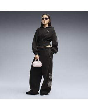 PUMA Street Glam Slouchy Bedazzled Oversized Pants - Black