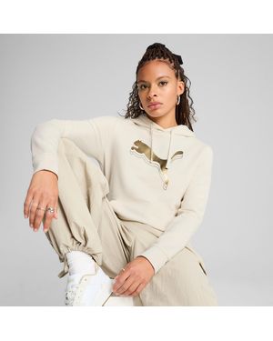 PUMA Ess Metallic Hoodie Voor - Naturel