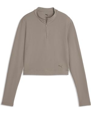 PUMA Cloudspun Quarter-Zip Long Sleeve Top - Grey
