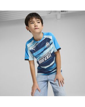 PUMA Olympique De Marseille Faster Jersey Youth, Kleidung, Azure/Nitro - Blau