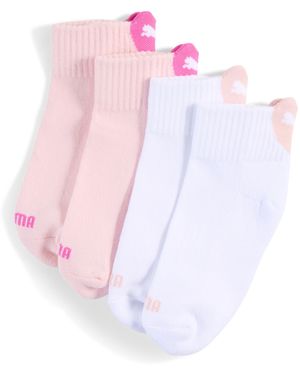 PUMA Calcetines Tobilleros Con Logo De Corazón Acolchados Juveniles (Pack De 2) Shop, Rosa/Blanco