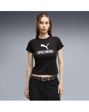 PUMA Sport Slim Graphic T-Shirt Damen, Kleidung - Schwarz