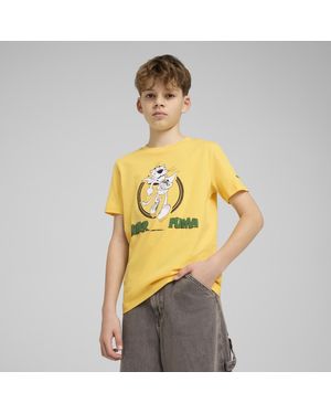 PUMA Super Graphic T-Shirt I Teenager, Kleidung, Sunny - Mettallic