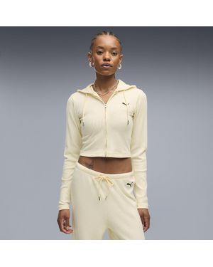 PUMA Essentials Slim Gerippte Kapuzenjacke Damen, Kleidung - Natur
