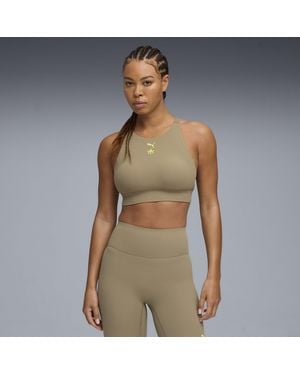 PUMA X Alex Toussaint Shapeluxe Moisture Wicking, Mid Impact Sports Bra - Green