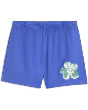 PUMA Graphics Bloom Shorts Damen, Accessoires - Blau