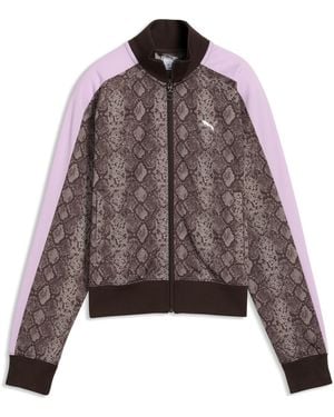 PUMA T7 Snake Print Short Track Jacket - Brown