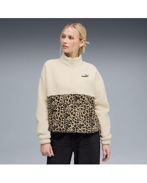 PUMA Essentials Animal Print Relaxed Crew Shirt - Natural