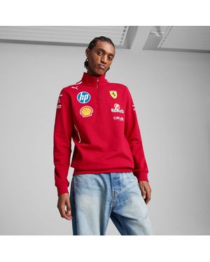 PUMA Scuderia Ferrari Hp 2025 Team Sweatshirt Met Halve Rits - Rood