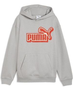 PUMA Sudadera Con Capucha Essentials Logo Lab De Corte Holgado Juvenil, Accesoiros, Gris