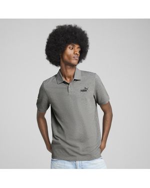 PUMA Essentials No. 1 Logo Pique Polo Kleidung, Medium Heather - Grau