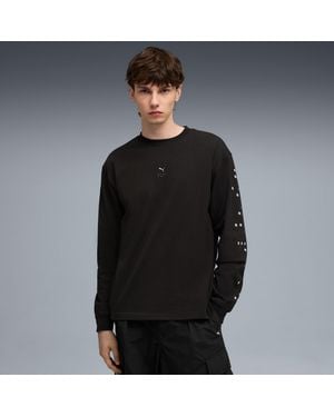 PUMA Graphic Braille Long Sleeve Top - Black