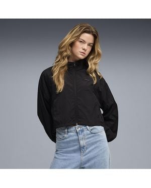 PUMA Her Relaxed Gewebte Reißverschluss-Jacke Damen, Kleidung - Schwarz