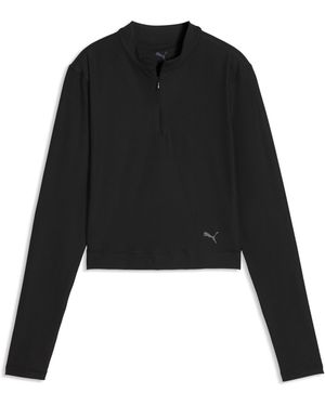 PUMA Cloudspun Quarter-Zip Long Sleeve Top - Black
