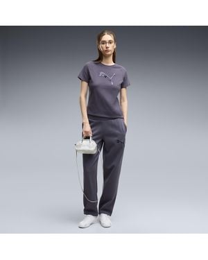 PUMA Pantalones Essentials De Felpa Cómodos Con Lentejuelas Para Mujer, Ropa, Gris - Azul