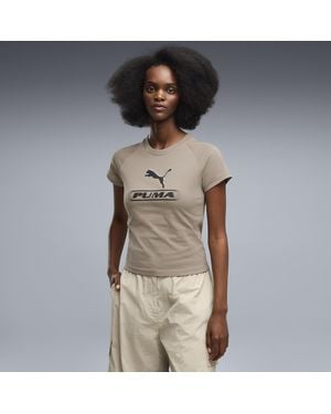 PUMA Sport Slim Graphic T-Shirt Damen, Kleidung - Natur