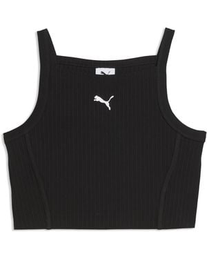 PUMA Essentials Ribbed Tight Crop Top - Black