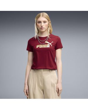 PUMA Ess Metallic No. 1 Logo T-Shirt Voor Maat - Rood