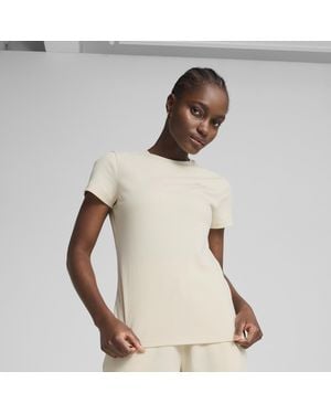 PUMA Ess Elevated Rib T-Shirt - Natural