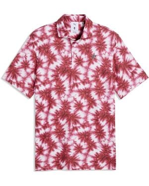 PUMA Polo De Golf Con Palmeras X Palm Tree Crew Para Hombre, Accesoiros, Blanco - Rojo