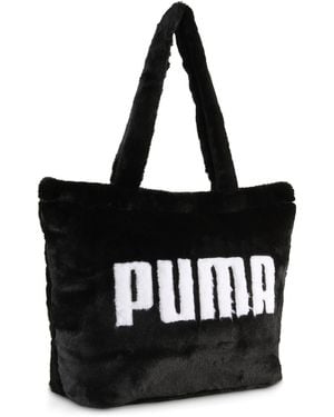 PUMA Up Faux Fur Tote Bag - Black