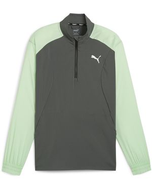 PUMA Fit Woven Quarter Zip Sweater - Gray
