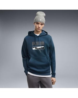 PUMA Sport Logo Play Fleece Hoodie Herren, Kleidung - Blau