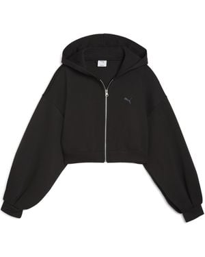PUMA Wardrobe Essentials Sports Legacy Korte Hoodie Met Volledige Rits Voor Maat - Zwart