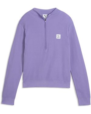 PUMA X Saysky Half-Zip Performance Running T-Shirt - Purple