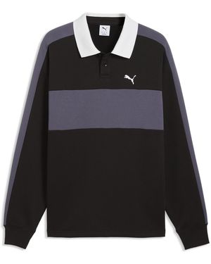 PUMA T7 Relaxed Polo Crew Neck Sweatshirt - Black