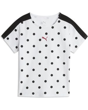 PUMA T-Shirt A Pois T7 Da Donna, Abbigliamento, Bianco