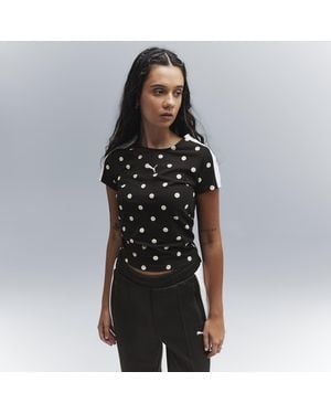PUMA T-Shirt A Pois T7 Da Donna, Abbigliamento, Nero