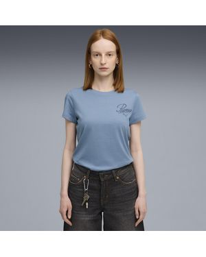 PUMA Ess Script T-Shirt Damen - Blau