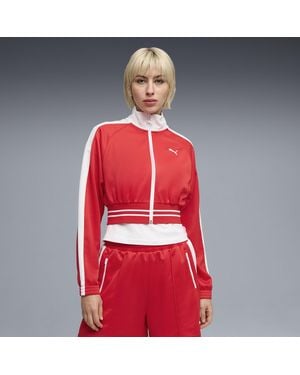 PUMA T7 Cropped Trainingsjacke Damen, Kleidung - Rot
