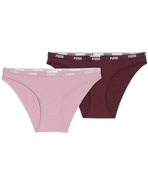 PUMA Slip Bikini (Confezione Da 2) Abbigliamento, Scarlet Rosso - Viola